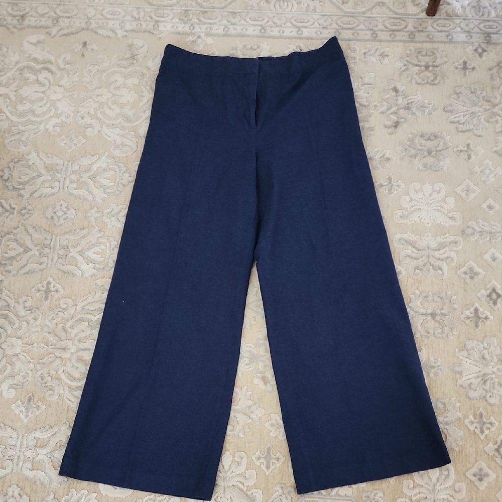 Women's Navy Wide-Leg Trousers